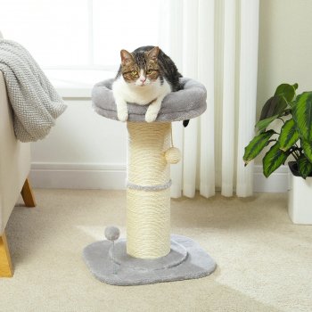 Pink Flower Cat Tree: Thick Sisal Post + Removable Perch